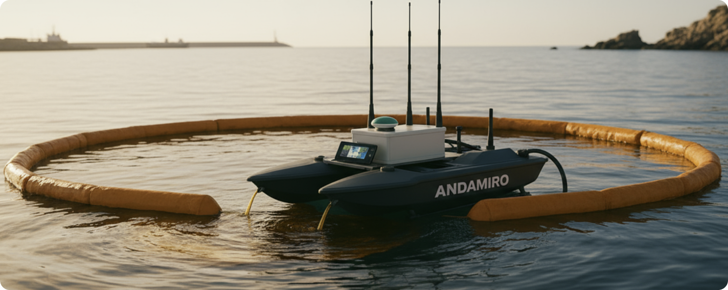 오일펜스로 둘러싸인 ANDAMIRO